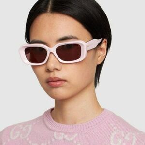 NEW Gucci GG1531SK 003 Pink Brown Unisex Rectangle Sunglasses GG 1531SK
